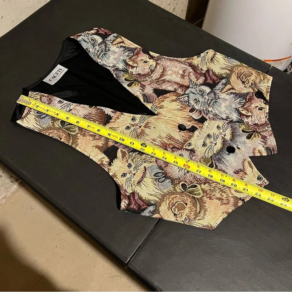 Vintage Facets Cat Vest All Over Print Cats USA Made Rare Vest Obscure Loud Sz M - Picture 7 of 7